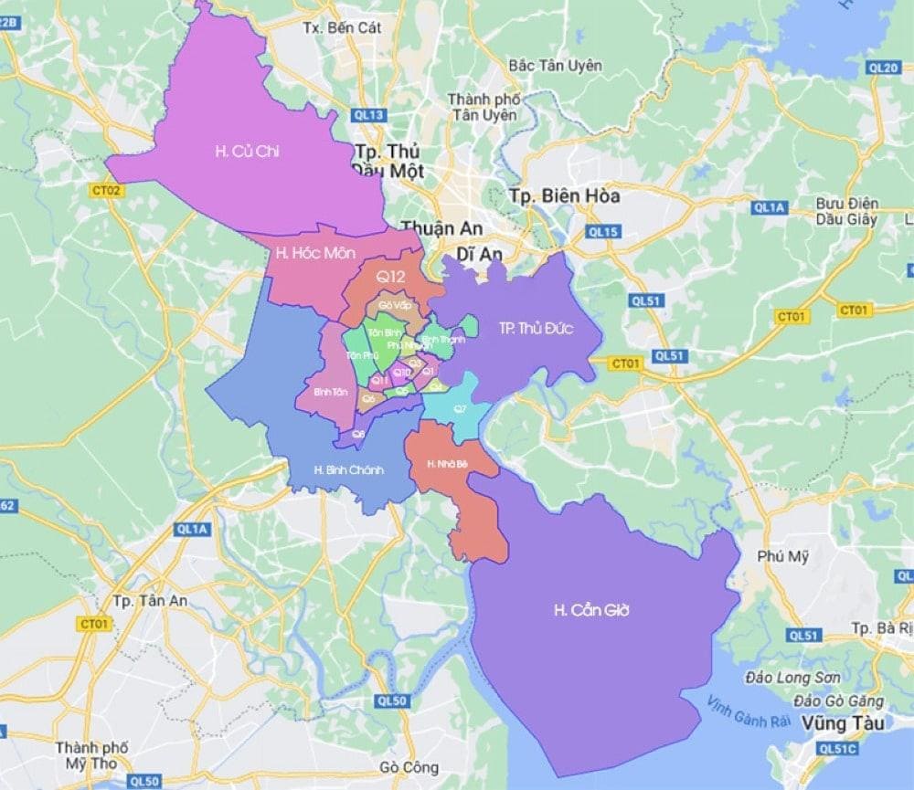 Maps of districts in Ho Chi Minh City